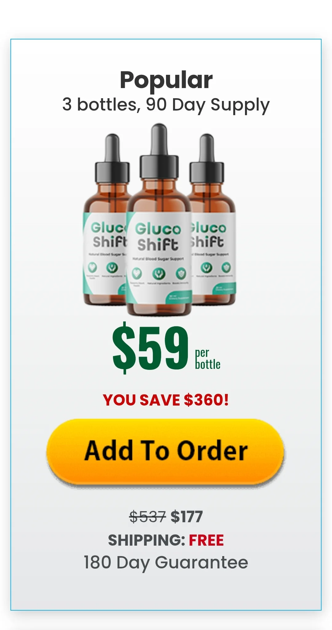 GlucoShift™ 3 bottles pricing